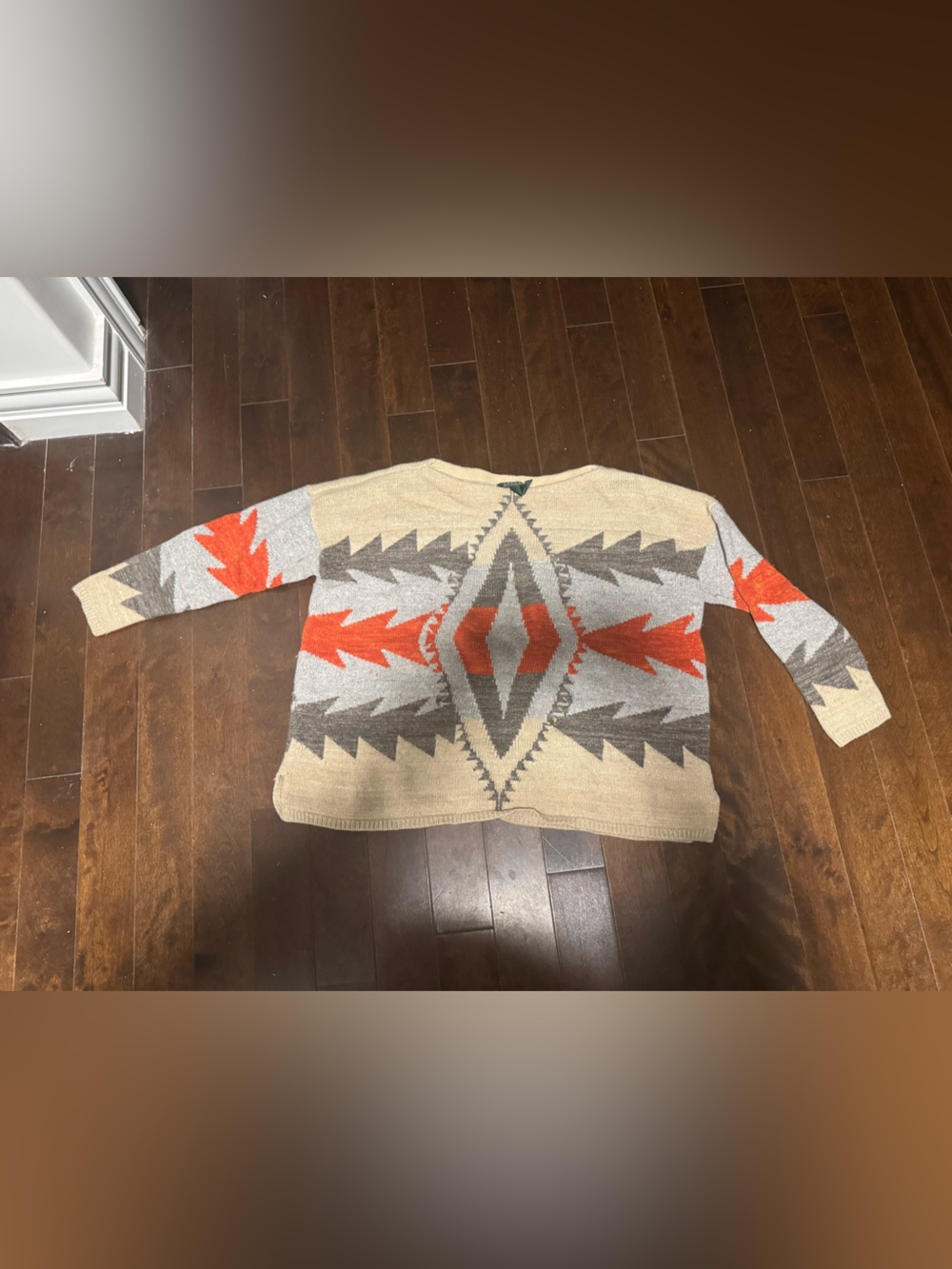 Lauren Ralph Lauren Sweater Tunic Womens 1X Multicolor Aztec Knit 3/4 Sleeve